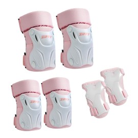 ZIFFY Knee Pads for Kids 8-14, Elbow and Knee Pads with Wrist Guard, Protective Gear Set for Boys Girls Skateboard Roller Skating Cycling Bike Scooter, M, White
