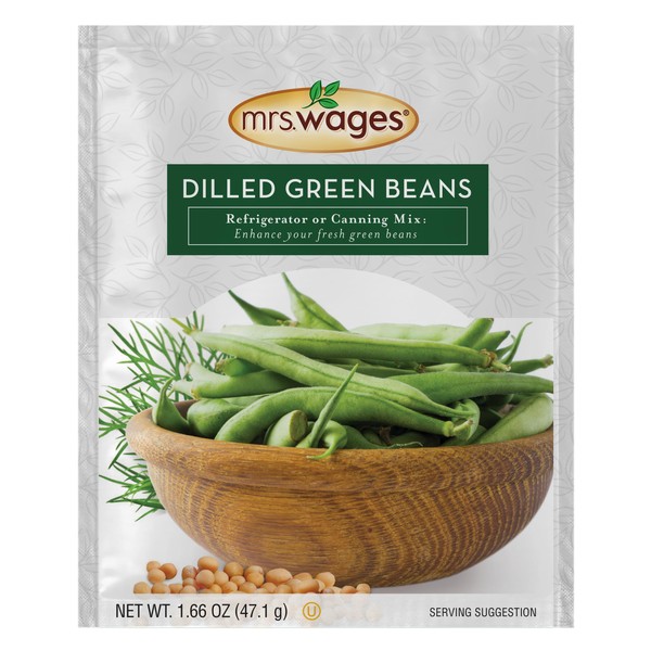 Mrs. Wages Dilled Green Beans Refrigerator or Canning Mix (VALUE PACK of 12), 1.66 Ounce (Pack of 12)