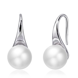 Desnuage Sterling Silver Pearl Dangle Earrings - Elegant Drop Earrings for Women
