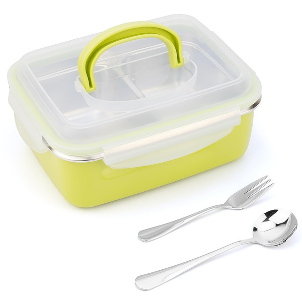1600ml Stainless Steel Bento Box Lunch Container with 2 Compartments