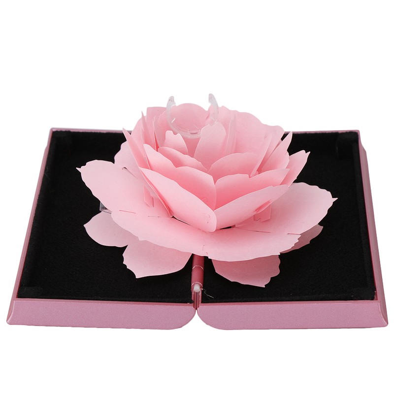 3D Rose Pop up Ring Box Wedding Engagement Jewelry Storage