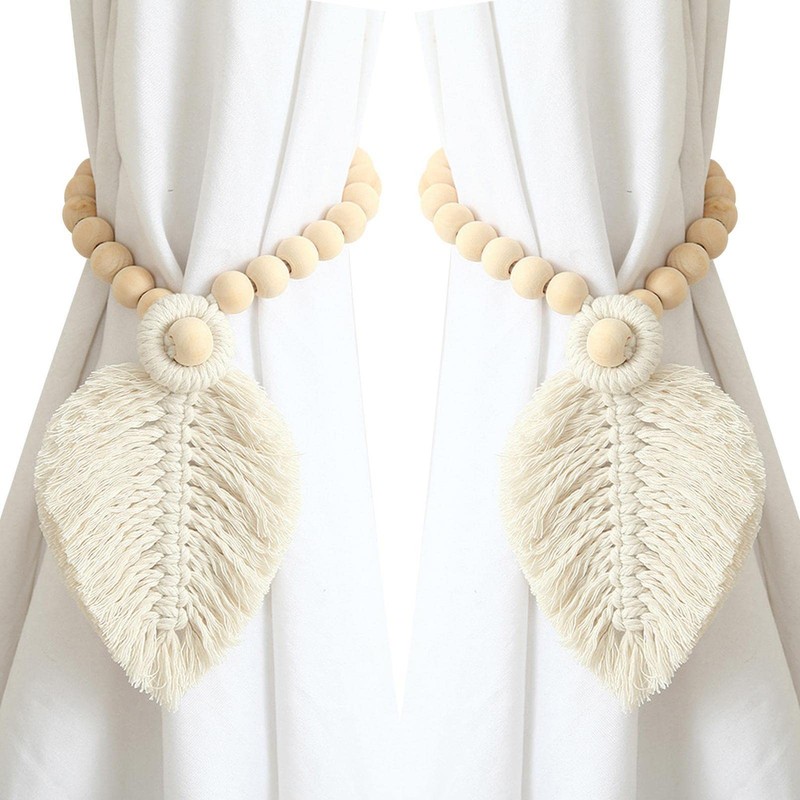 Curtain Rope Tiebacks,2 Pack Macrame Curtain Tieback -Shaped Curtain Holdbacks,Boho