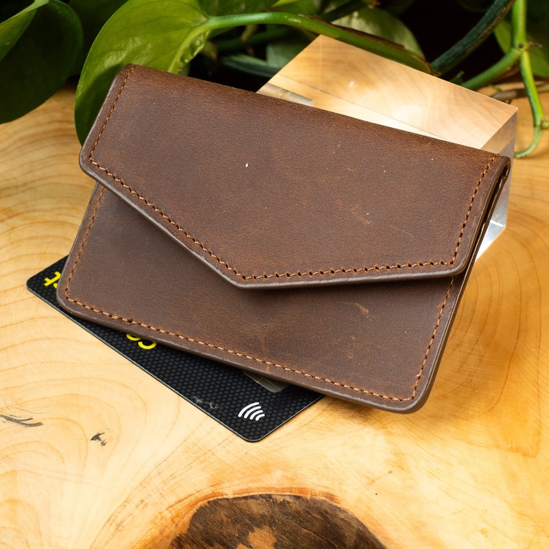 BAWAKO Leather Card Case, Wallet RFID Protection, Key Ring, Portable