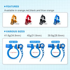 Bike Seatpost Clamp Quick Release Bicycle Seat Clamp Aluminium Alloy Tube Clip for Road Bike Casual Bike,Multiple Colors 28.6mm,31.8mm,34.9mm (28.6mm, Black)