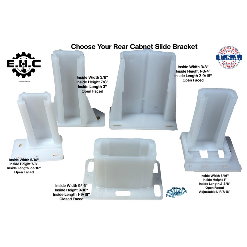 Drawer/Cabinet Slide Track/Socket/Brackets/Choose from Various Sizes/All Hardware Included by E.H.C.