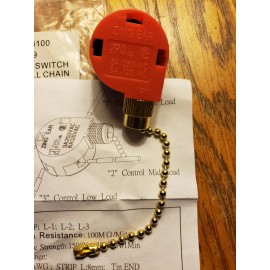 Zing Ear NEW (1) ZING EAR ZE-208s 3-SPEED 4 WIRE CEILING FAN SWITCH W/ BRASS PULL CHAIN