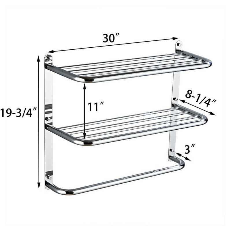 2-Tier Towel Rack Floating Shelf with Towel Bar, 30-Inch W