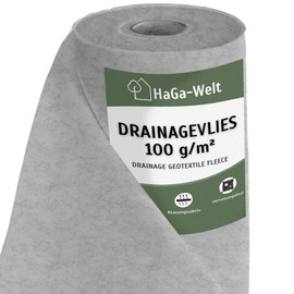 HaGa® Drainage Fleece 100 g/m² 10 m x 0.5 m Width for Gardening and Landscaping | Multifunctional, Water Permeable, Weed Resistant, UV Protected | Grey