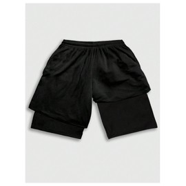 SHENHE Men's Y2k Goth Shorts 2 in 1 Mesh Basketball Track Shorts Streetwear with Liner Black XX-Large