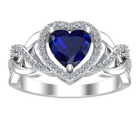 Silver Smile Sterling Silver Heart Ring | Amethyst Ring | Promise Rings For Her | Cubic Zirconia Ring | Birthstone Rings | Infinity Rings For Women - Size 9