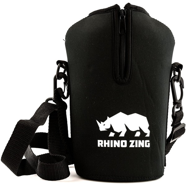 Rhino Zing Neoprene Water Bottle Sleeve/Pouch with Adjustable Shoulder Strap for The 64 Oz Water Bottle