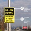 Bigtime Reflective Dog Slow Down Signs - Durable Metal Caution