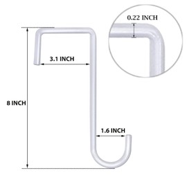 Gutapo 8 Pack White Vinyl Fence Hooks, 3 x 8 inch Pergola Patio Hooks Hangers for Hanging Plants, Planters, Bird Feeders, Lights, Lanterns, Tools