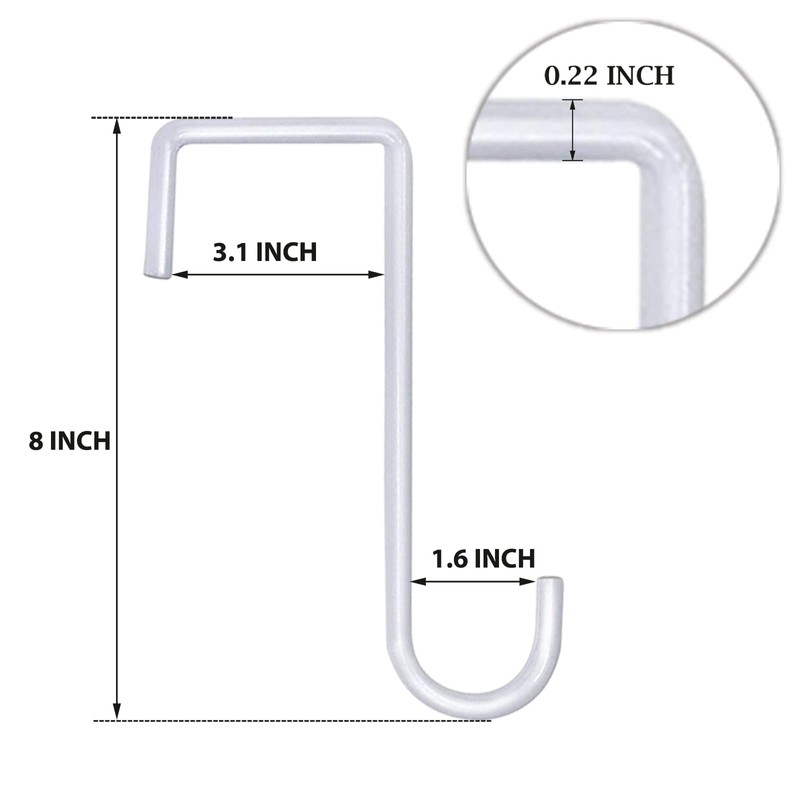 Gutapo 8 Pack White Vinyl Fence Hooks, 3 x 8