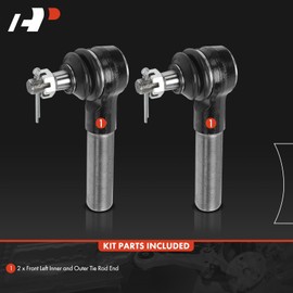 A-Premium (1) Front Left Inner & (1) Front Left Outer Tie Rod End, Compatible with Ford F-350 F350 1988-1997, 4WD