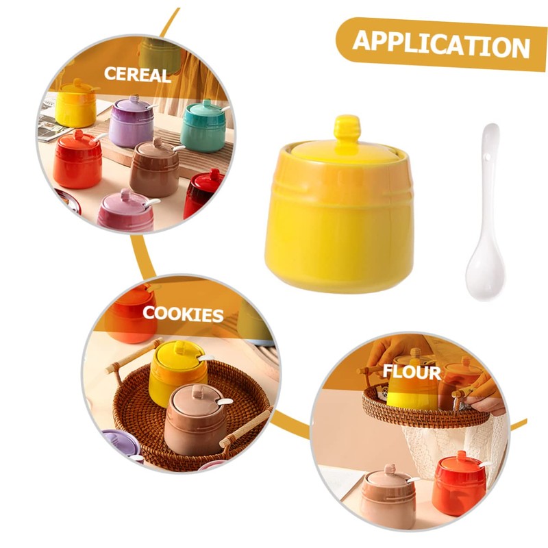 STOBAZA Kitchen Seasoning Jar Set Ceramic Condiment Jar Salt Shaker