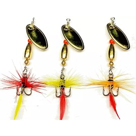 Full Creel Spinners Quality Fishing Spinner 1/8 OZ Trout Crappie Bass Spinner Inline Fishing Spinner - Orange Single Hook