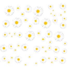 50Pcs Daisy Flower Resin Stickers, Sunflower & Daisy Designs Waterproof, Indoor/Outdoor Use Resin Wall Art Decals & Craft Charms for DIY Party Decorations Hair Accessories