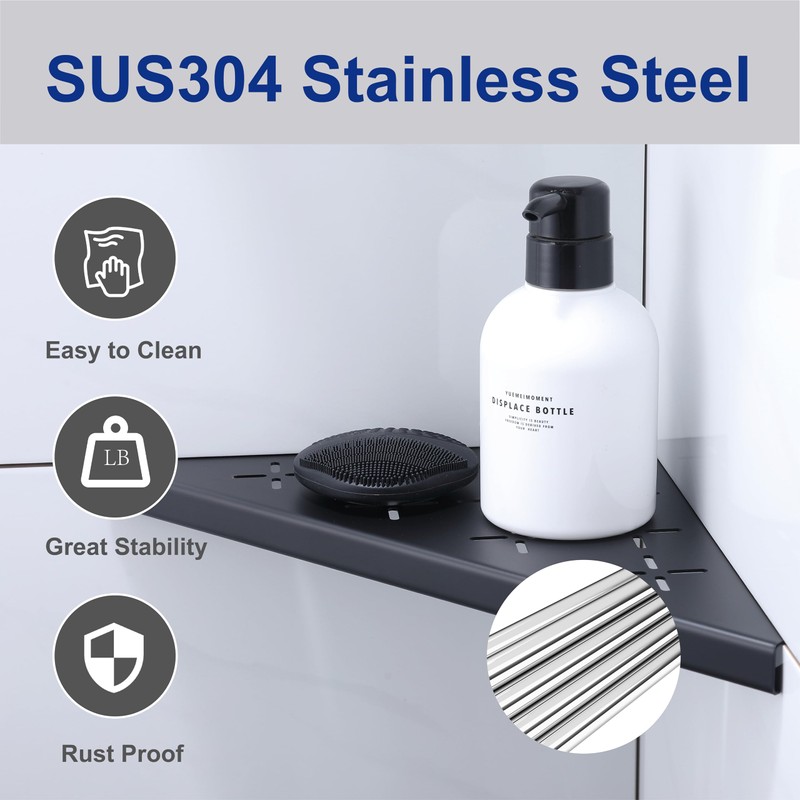 Xiarnotogi 10" Corner Shower Shelf, 2-Pack Shower Shelves SUS304 Stainless