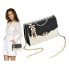 Bolsa Crossbody para Mujer, Pequeña con Cadena Dorada y Moño Decorativo