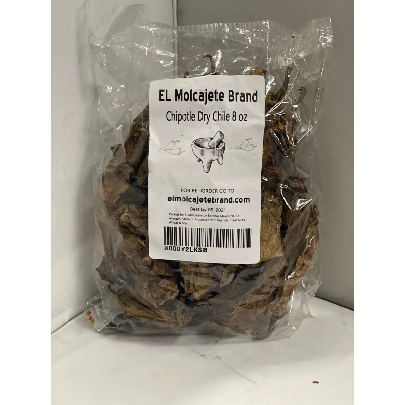 El Molcajete Brand Whole Dried Chipotle Meco Chile 16 oz