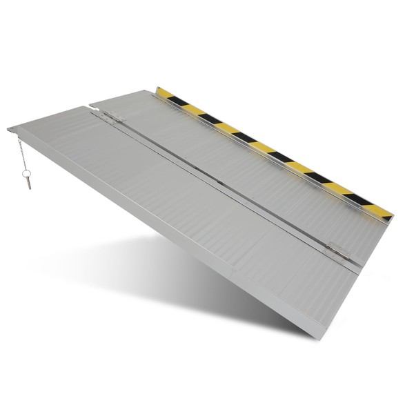 SCITOO Non Skid Foldable Wheelchair Ramp 4FT, Threshold Ramp Aluminum,