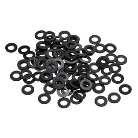 PATIKIL M5 100 Pack Nylon Flat Washers 5mm Inner Diameter 10mm Outside Diameter 1mm Thickness Seal Spacer Gasket Ring for Faucet Pipe Water Hose Fastener Bolts Black