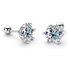 Jextech Aretes De Moissanita .5 Ct 5mm Plata Ley 925 Certificado
