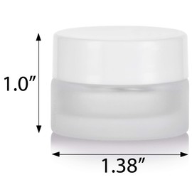 Frosted Clear Glass 5 ml 1/6 oz Small Thick Wall Balm Salve Pot Container Jars with White Smooth Foam Lined Lids (24 Pack)