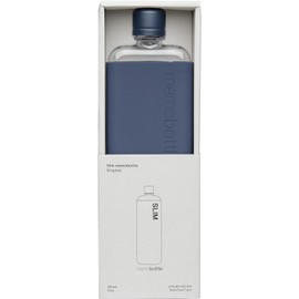 memobottle SLIM (Midnight Blue) Bundle - 15oz (450ml) - Bottle, silicone sleeve & lid | Sleek, Slim & Flat Water Bottle for Bags & Laptops | BPA Free Tritan | Ideal for Daily Use | Modern