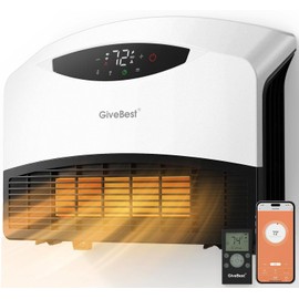 GiveBest Electric Wall Heater with WiFi and Remote Control, Floor or Wall Mounted Heater, Large Room Coverage, 3 Heating Modes, 1500W Fast Heating Space with Thermostat for Indoor Room Use, White