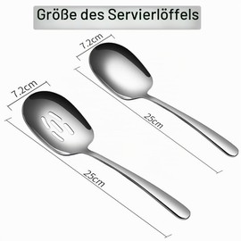 Tashce Set of 2 Large Serving Spoons & Slotted Spoons Stainless Steel 25 cm