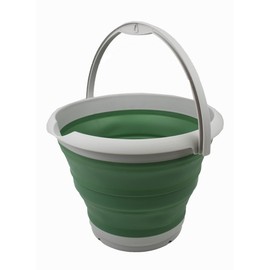 SAMMART 10L (2.64Gallon) Collapsible Fishing Bucket - Foldable Round Tub - Portable Plastic Water Pail - Space Saving Outdoor Waterpot - Trunk Organizer (1, Grey/Dark Sea Green)