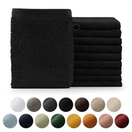 Blumtal Towel Set, 10 Face Cloths 15 x 21 cm, Soft and Absorbent, 100% Cotton, Oeko-Tex 100 Certified, Black