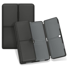 FYY Daily Pill Organizer, 7 Compartments Portable Pill Case Travel Pill Organizer,[Folding Design]Pill Box for Purse Pocket to Hold Vitamins,Cod Liver Oil,Supplements and Medication-Clear Black