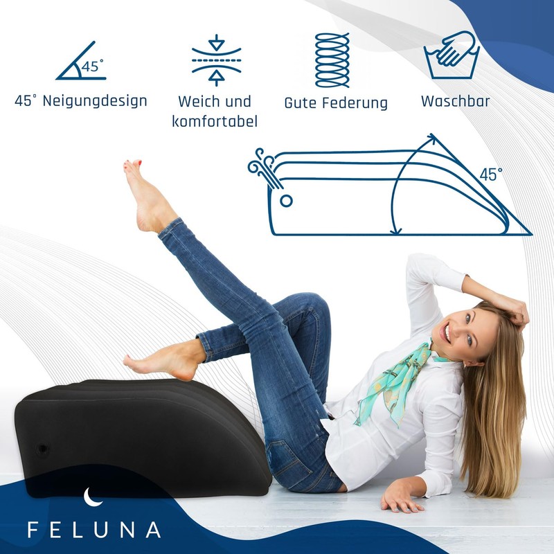 Ergonomic Wedge Pillow for Sleeping, Inflatable Orthopedic Leg Raiser to