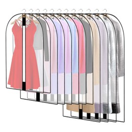 12 x Clothes Covers with Zip, Dustproof, Waterproof, Moisture-Proof, Dust-Proof, Transparent Protective Covers for Shirts, Costumes, Coats, Clothes Covers Garment Bag