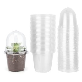 Zorpupoa 30 Packs Reinforced Clear Nursery Pots with Drainage Hole, 3.5 Inch Plant Pot Transparent Seedling Pots for Seed Starters Planter Flower (30 Pots + 30 Clear Lids)