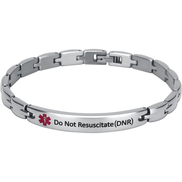 Elegant Surgical Grade Steel Medical Alert ID Bracelet for Men and Women (Women's, Do Not Resuscitate (DNR))