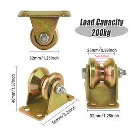 Set of 4 Pulleys for Ropes, Lre Co. V-Groove Idler Pulley Steel Cable Heavy Duty Roller Wheel Pulley Lifting Cranes Load Capacity 200kg Steel Castors for Washing Line/Pulley System/Roller Shutters