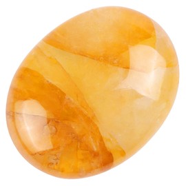 Citrine Palm Stone LEADGEM 1.8" Pocket Oval Thumb Worry Stone Polished Chakra Healing Crystal Reiki for Anxiety Stress Relief Therapy, Meditation