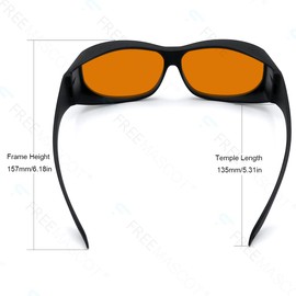 FreeMascot OD 6+ 190nm-490nm Wavelength UV light/Anti Blue Light Blocking Safety Glasses for 405nm, 445nm, 450nm,473nm Laser (Fit-over Frame 4)