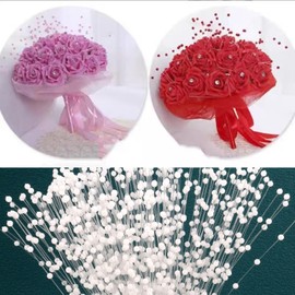 50PCS 23CM Blue Pearl Sticks for Bridal Bouquets Pearl Beaded for Wedding Flower Bouquet Accessories