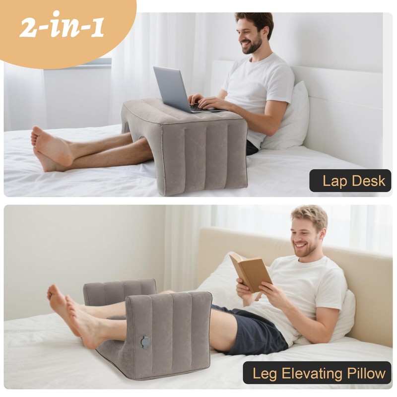 Bloomoja Inflatable Reading Pillow, Laptop Lap Desk with Inflatable Bag,