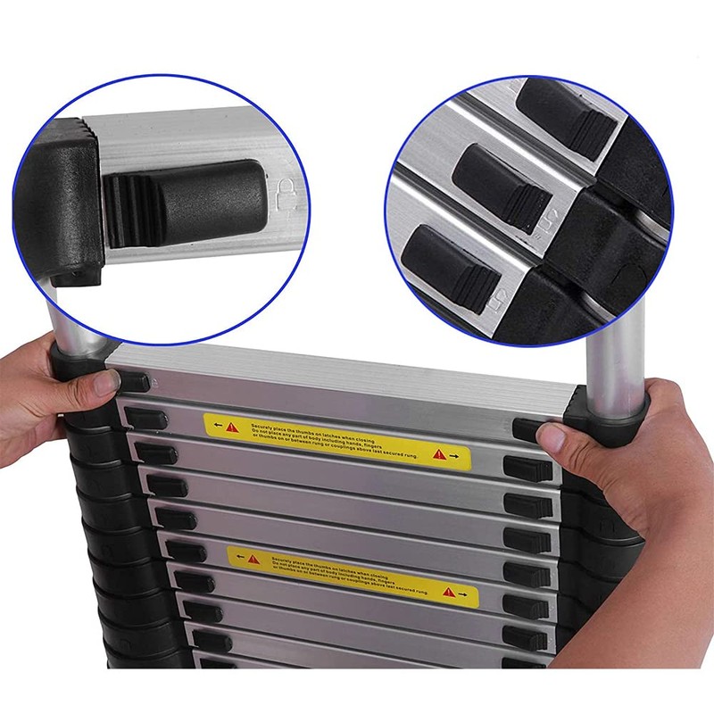 Telescoping Extension Ladder 6.2M/20.35ft Aluminium Extension Telescopic Ladder Multi-Purpose Foldable