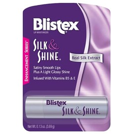 Blistex Silk & Shine - Bálsamo labial con tubo de 0.13 onzas, paquete de 6, vitamina B5 y E, bálsamo labial a granel, hidratante labial súper suave, brillo transparente para un aspecto acabado