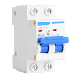 AC Isolator Switch Low Voltage 400V 2P DIN Rails DZ47-63 Circuit Breaker, Open Circuit Breaker for Solar Energy Combination Boxes Circuit Breaker (25A)