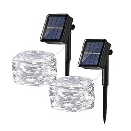 DOSYU 2 Tiras LED solares para exteriores e interiores, 200 LEDs 20 metros en total, 8 modos de iluminación, IP65 impermeables (COLD WHITE)