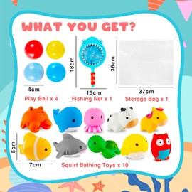 Baby Bath Toys, Bath Squirt Toys for Baby, Baby Bath Tub Toys Paddling Pool Toys Water Toys for Toddler Kids Girls Boys Bath-time Shower Gifts (16pcs)
