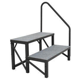 Unbranded RV Step Ladder Stair 2 Steps w/Handrail For Trailer Camper Mobile Home Anti-Slip